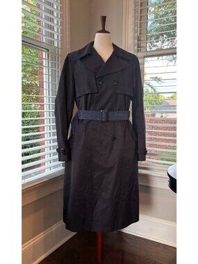 Sam Edleman XL Navy Blue Water Repellent Double Face Cotton Blend Trench Coat